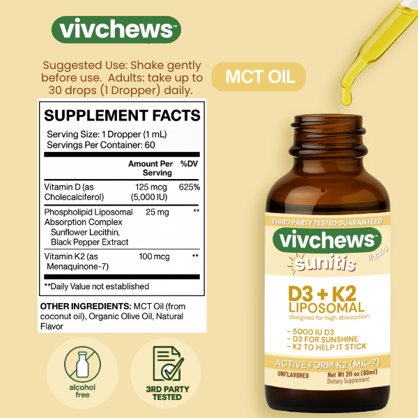 vitamin D3 + K2  liposomal liquid drops sunitis™