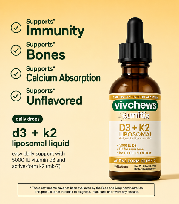 vitamin D3 + K2 liposomal liquid drops sunitis | vivchews®